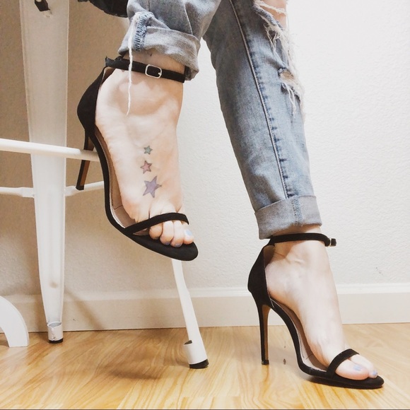 Top Shop Black Suede Ankle Strap Stiletto - Picture 1 of 8